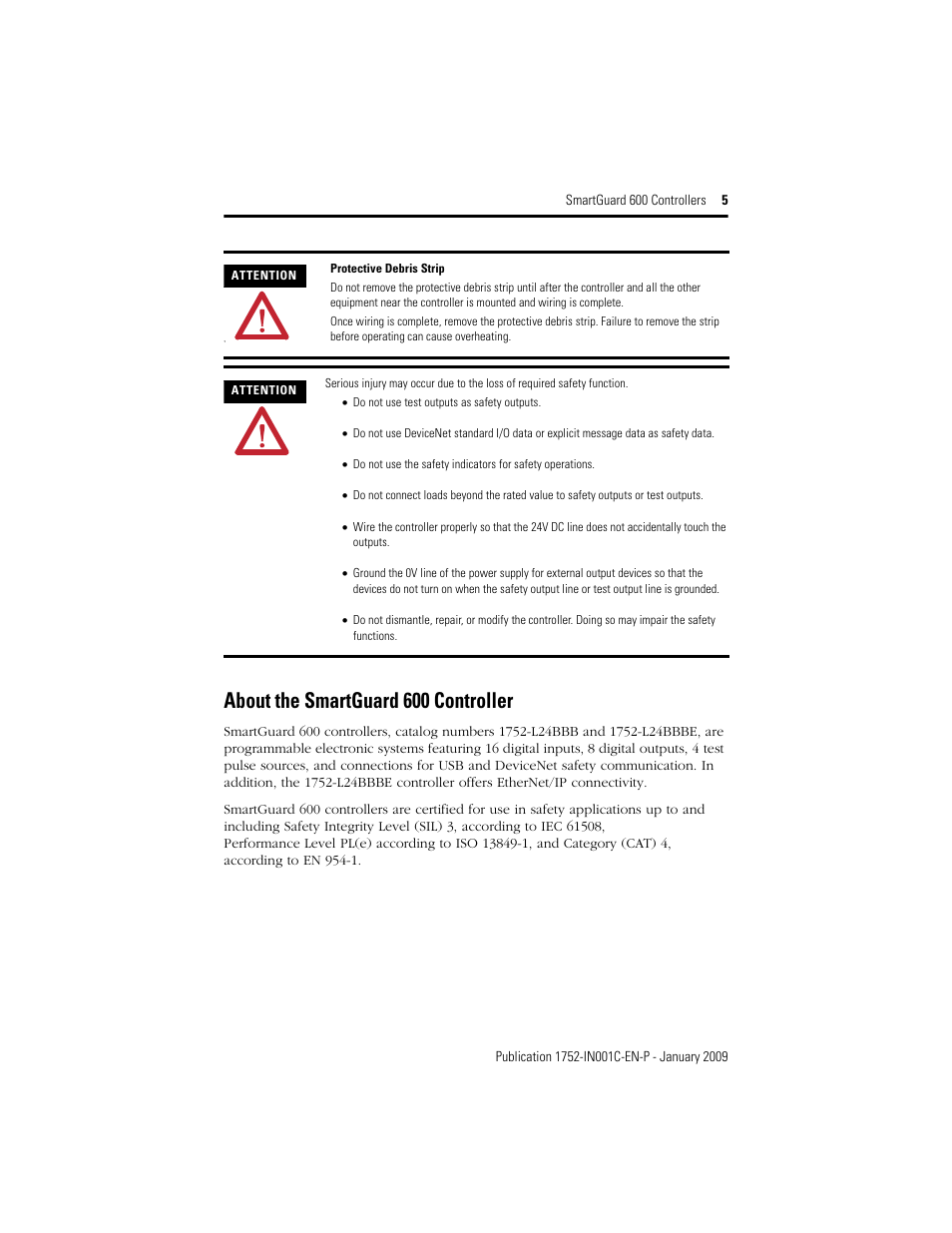 About the smartguard 600 controller | Rockwell Automation 1752-L24BBBE SmartGuard 600 Controllers Installation User Manual | Page 5 / 28