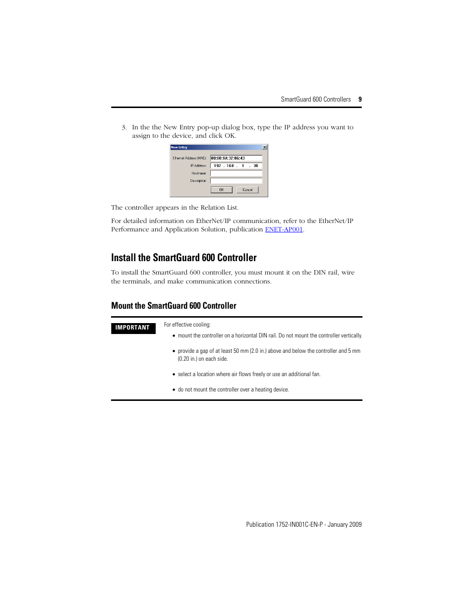 Install the smartguard 600 controller, Mount the smartguard 600 controller | Rockwell Automation 1752-L24BBBE SmartGuard 600 Controllers Installation User Manual | Page 9 / 28