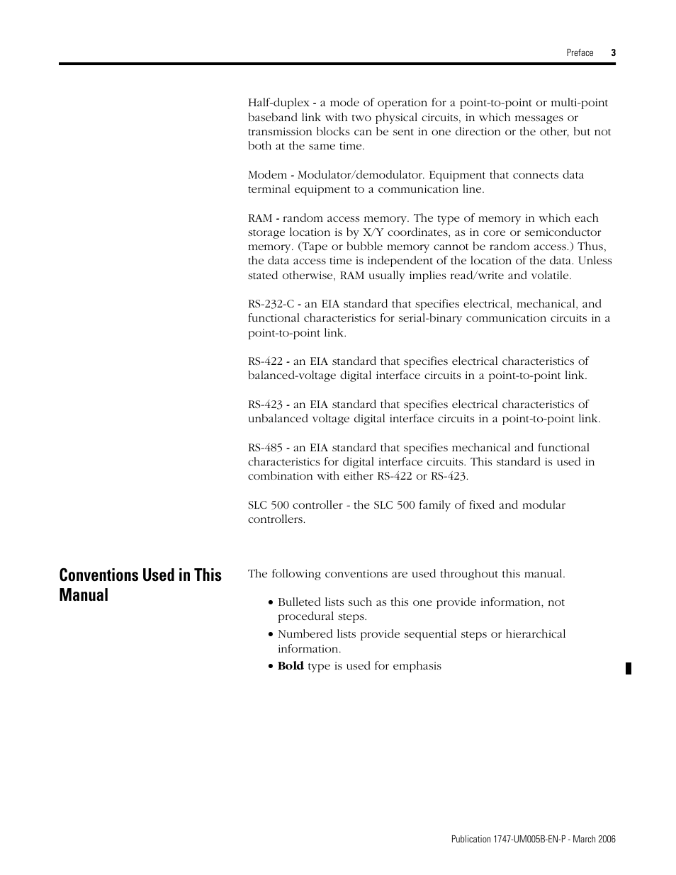 Conventions used in this manual | Rockwell Automation 1747-KE,D17476.12 DH-485/RS-232C Interface Module User Manual | Page 11 / 139