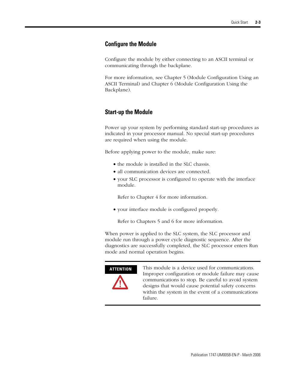 Configure the module -3 start-up the module -3, Configure the module, Start-up the module | Rockwell Automation 1747-KE,D17476.12 DH-485/RS-232C Interface Module User Manual | Page 25 / 139