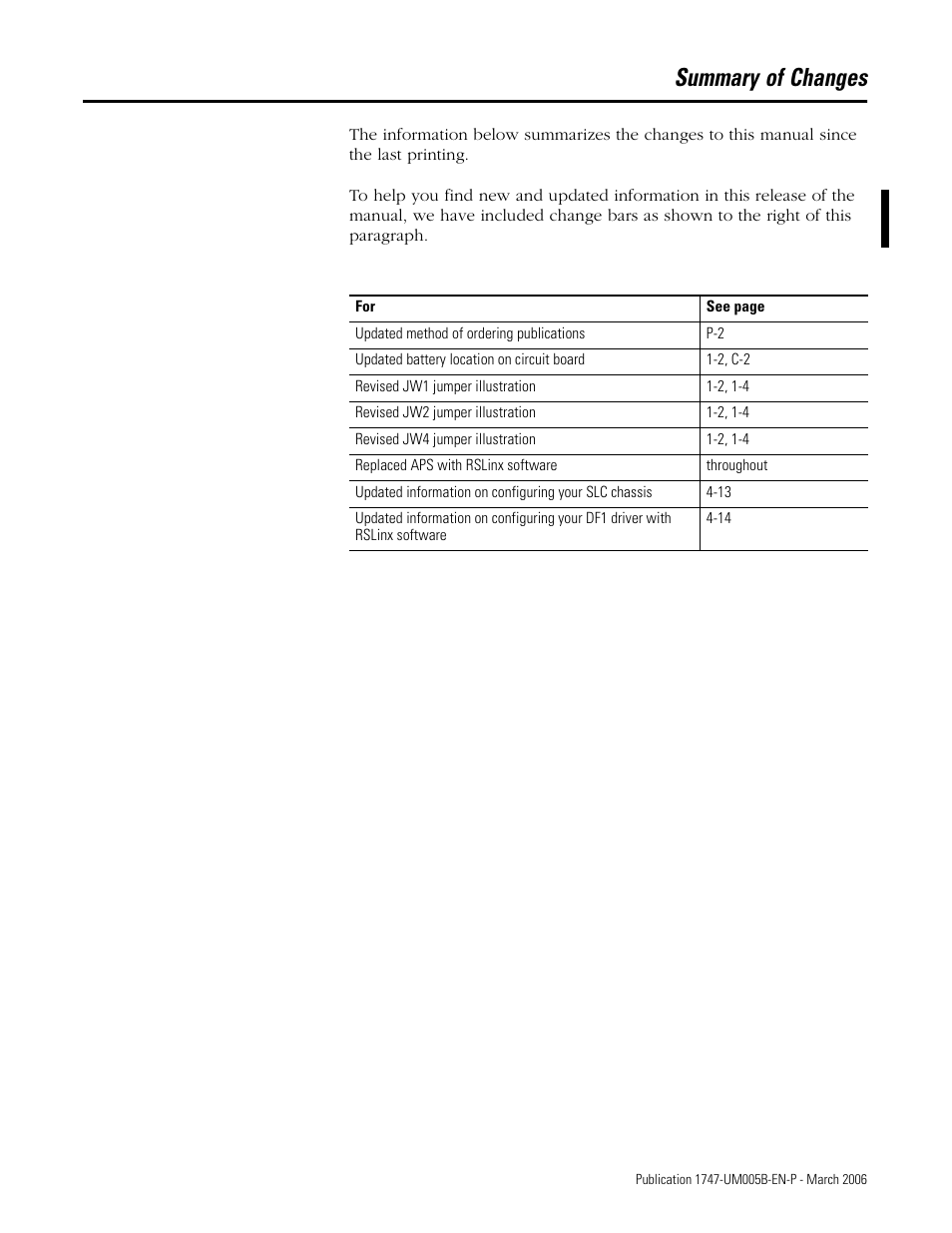 Summary of changes | Rockwell Automation 1747-KE,D17476.12 DH-485/RS-232C Interface Module User Manual | Page 3 / 139