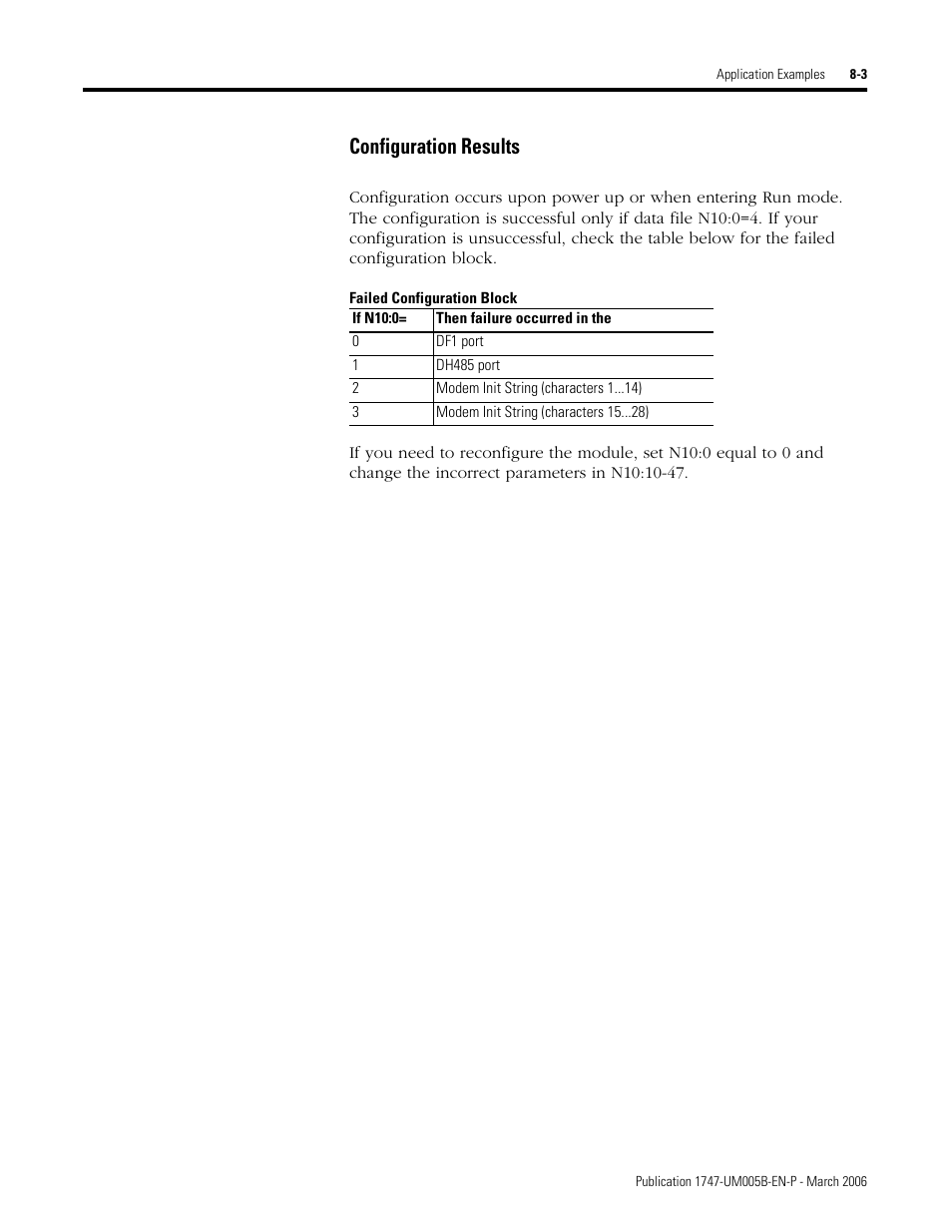 Failed configuration block, Configuration results -3, Configuration results | Rockwell Automation 1747-KE,D17476.12 DH-485/RS-232C Interface Module User Manual | Page 91 / 139