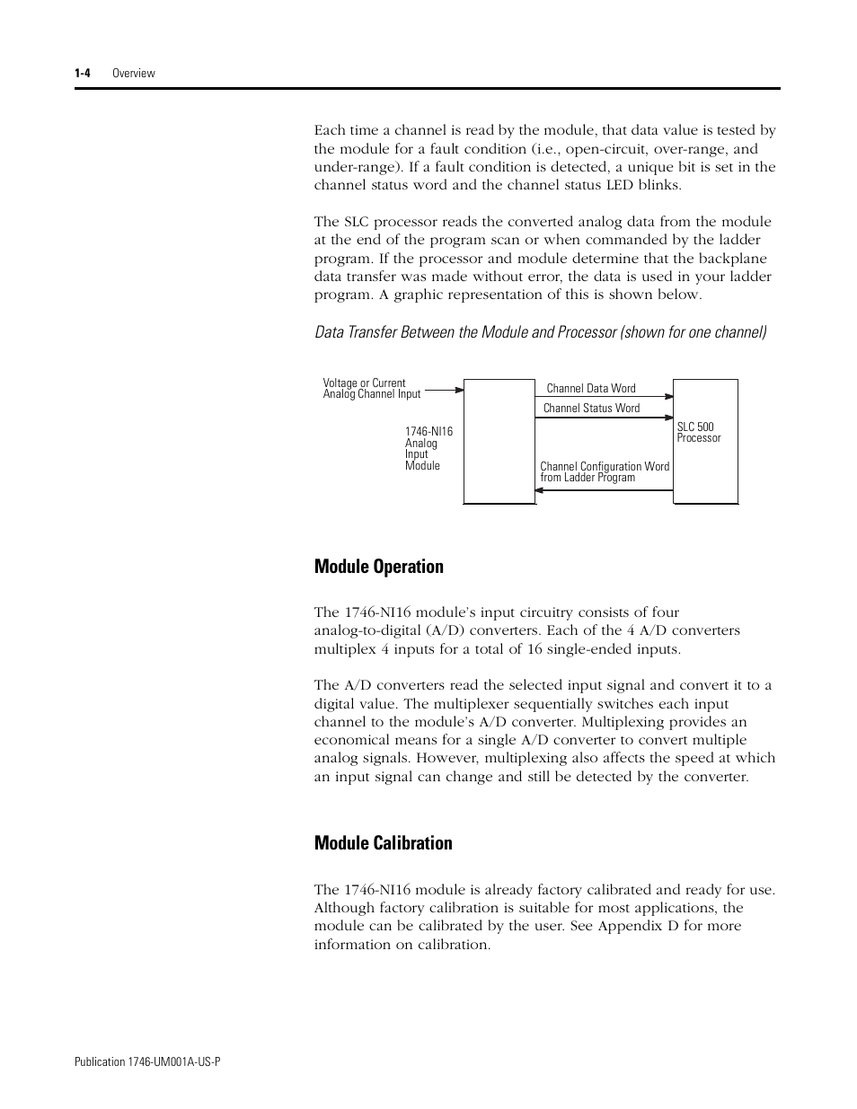 Module operation -4 module calibration -4, Module operation, Module calibration | Rockwell Automation 1746-NI16V SLC 500 Analog Input Modules User Manual User Manual | Page 14 / 120