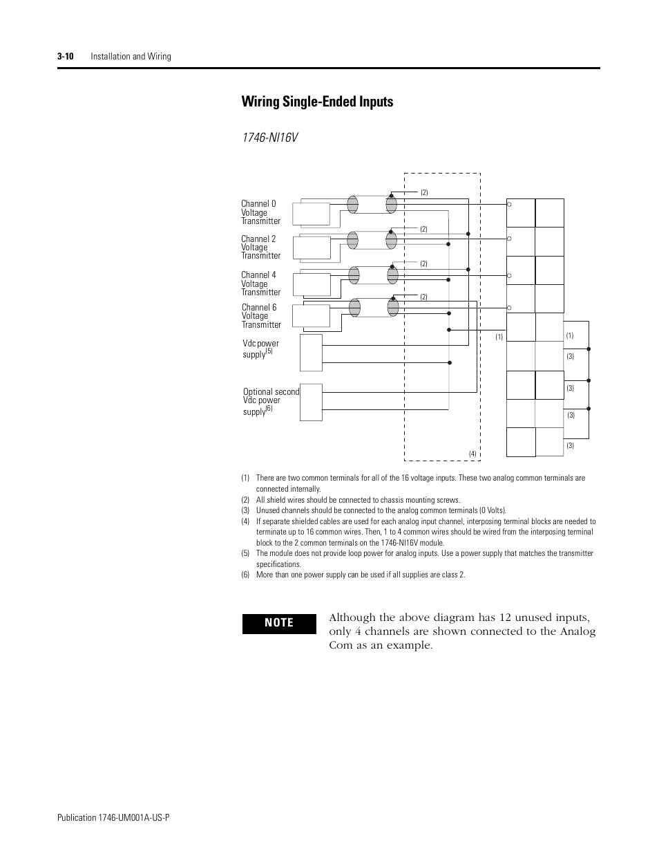 Wiring single-ended inputs -10, Wiring single-ended inputs | Rockwell Automation 1746-NI16V SLC 500 Analog Input Modules User Manual User Manual | Page 32 / 120