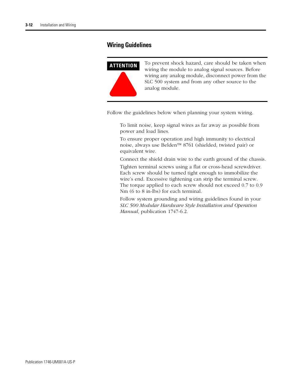 Wiring guidelines -12, Error conditions (bits 15 through 13) -20 | Rockwell Automation 1746-NI16V SLC 500 Analog Input Modules User Manual User Manual | Page 34 / 120