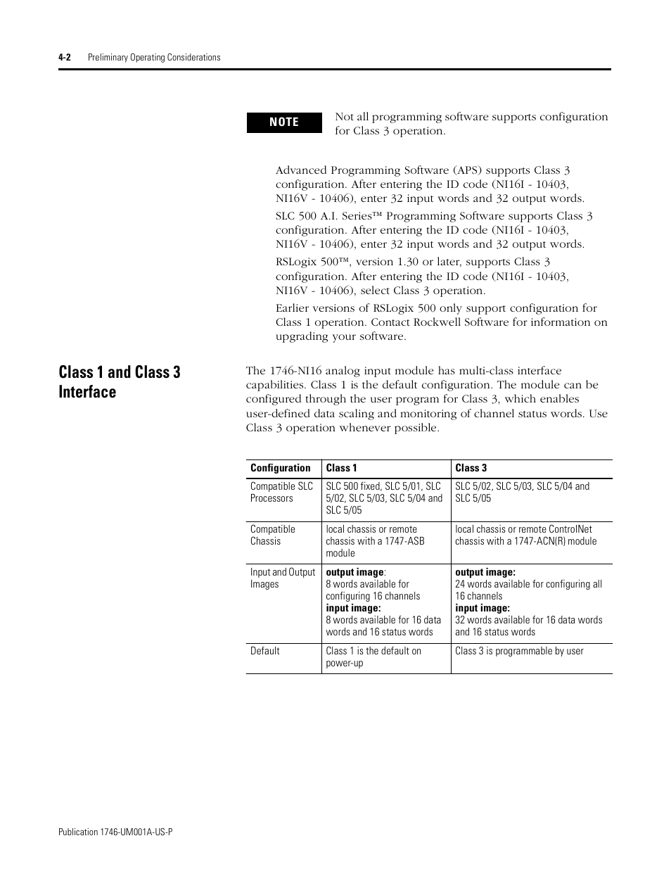 Class 1 and class 3 interface, Class 1 and class 3 interface -2 | Rockwell Automation 1746-NI16V SLC 500 Analog Input Modules User Manual User Manual | Page 38 / 120