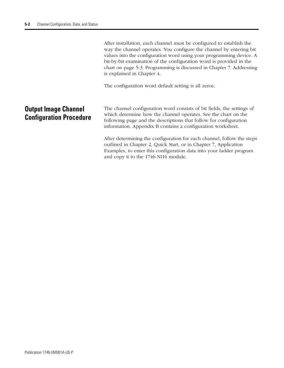 Output image channel configuration procedure, Output image channel configuration procedure -2 | Rockwell Automation 1746-NI16V SLC 500 Analog Input Modules User Manual User Manual | Page 50 / 120