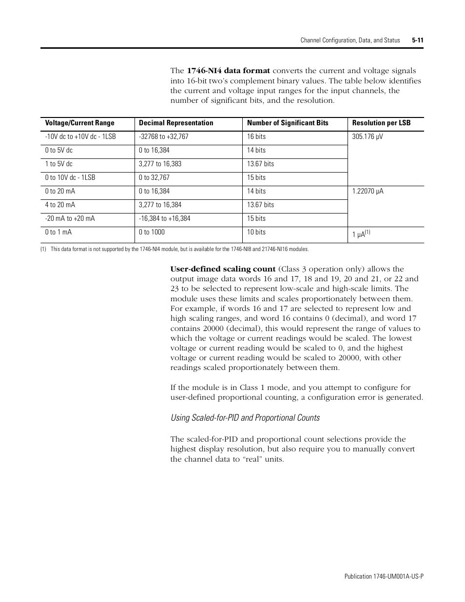 Using scaled-for-pid and proportional counts | Rockwell Automation 1746-NI16V SLC 500 Analog Input Modules User Manual User Manual | Page 59 / 120