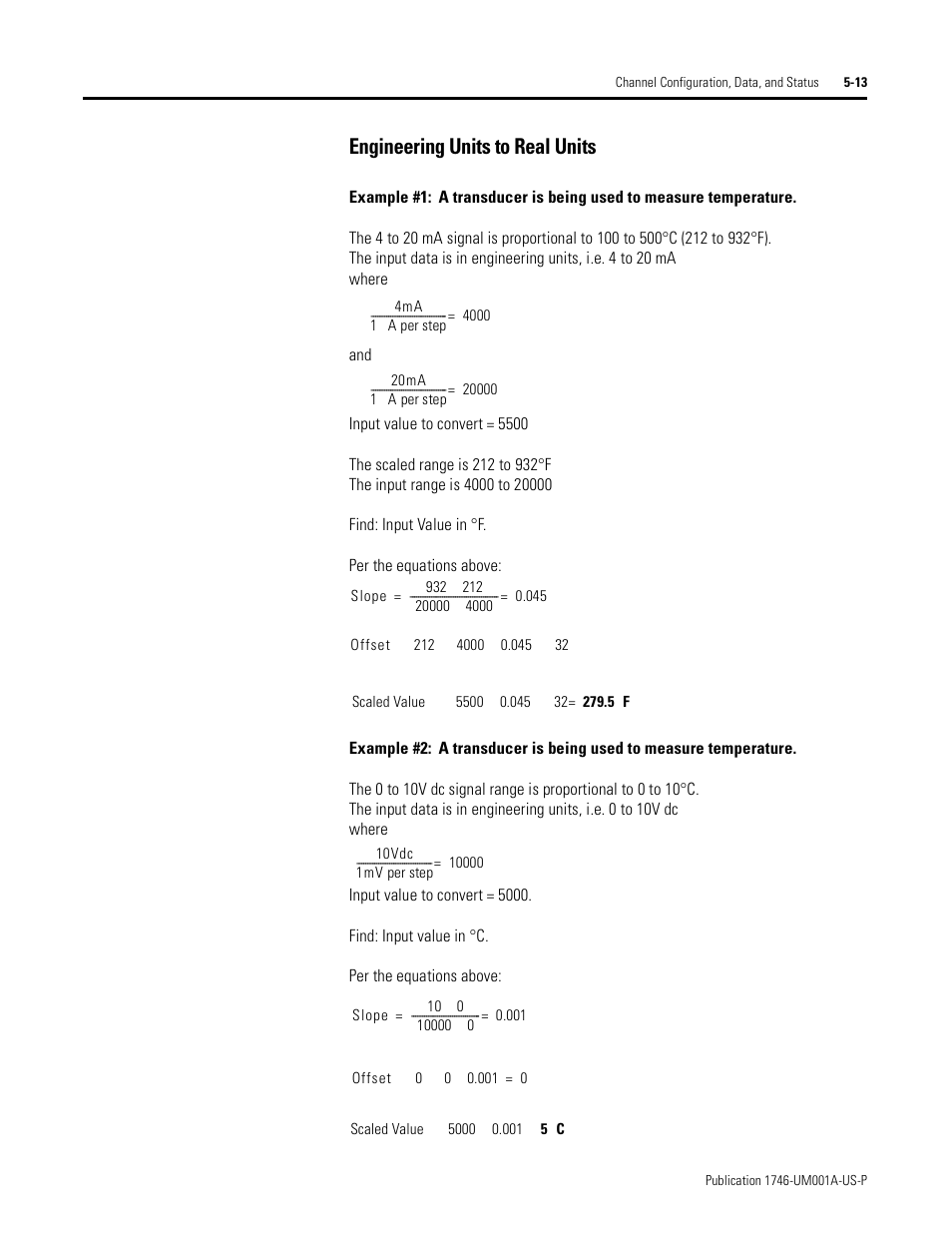 Engineering units to real units -13, 13 to, Engineering units to real units | Rockwell Automation 1746-NI16V SLC 500 Analog Input Modules User Manual User Manual | Page 61 / 120