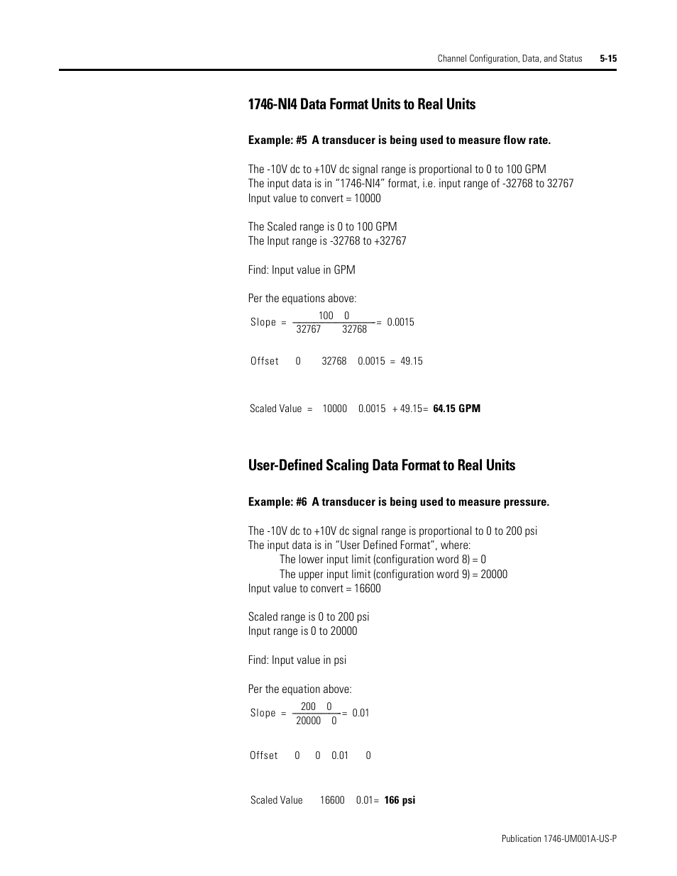 User-defined scaling data format to real units | Rockwell Automation 1746-NI16V SLC 500 Analog Input Modules User Manual User Manual | Page 63 / 120