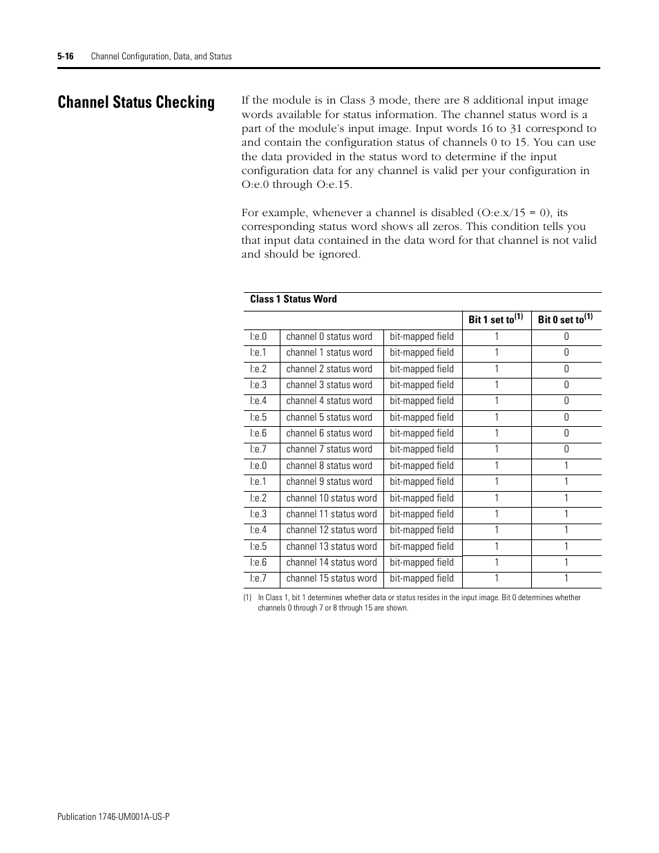 Channel status checking, Channel status checking -16 | Rockwell Automation 1746-NI16V SLC 500 Analog Input Modules User Manual User Manual | Page 64 / 120