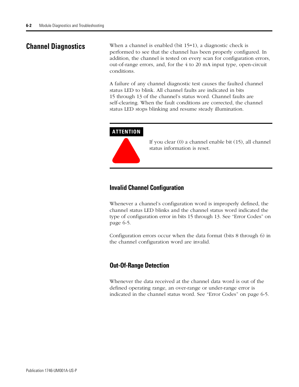 Channel diagnostics, Channel diagnostics -2 | Rockwell Automation 1746-NI16V SLC 500 Analog Input Modules User Manual User Manual | Page 72 / 120