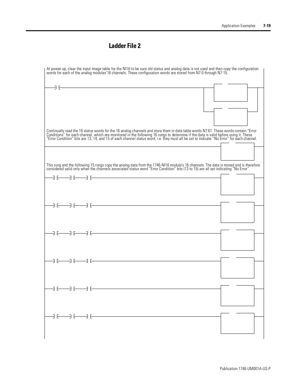 Ladder file 2 -19, Ladder file 2 | Rockwell Automation 1746-NI16V SLC 500 Analog Input Modules User Manual User Manual | Page 97 / 120