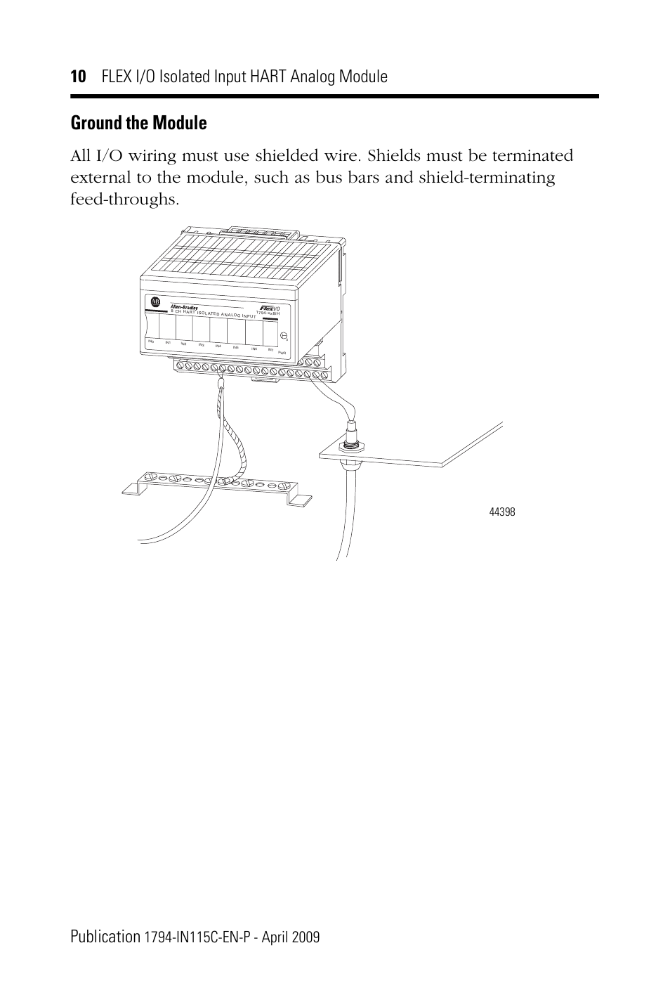 Ground the module | Rockwell Automation 1794-IF8IH FLEX I/O 8 Isolated Input HART Analog Module Installation Instructions User Manual | Page 10 / 28