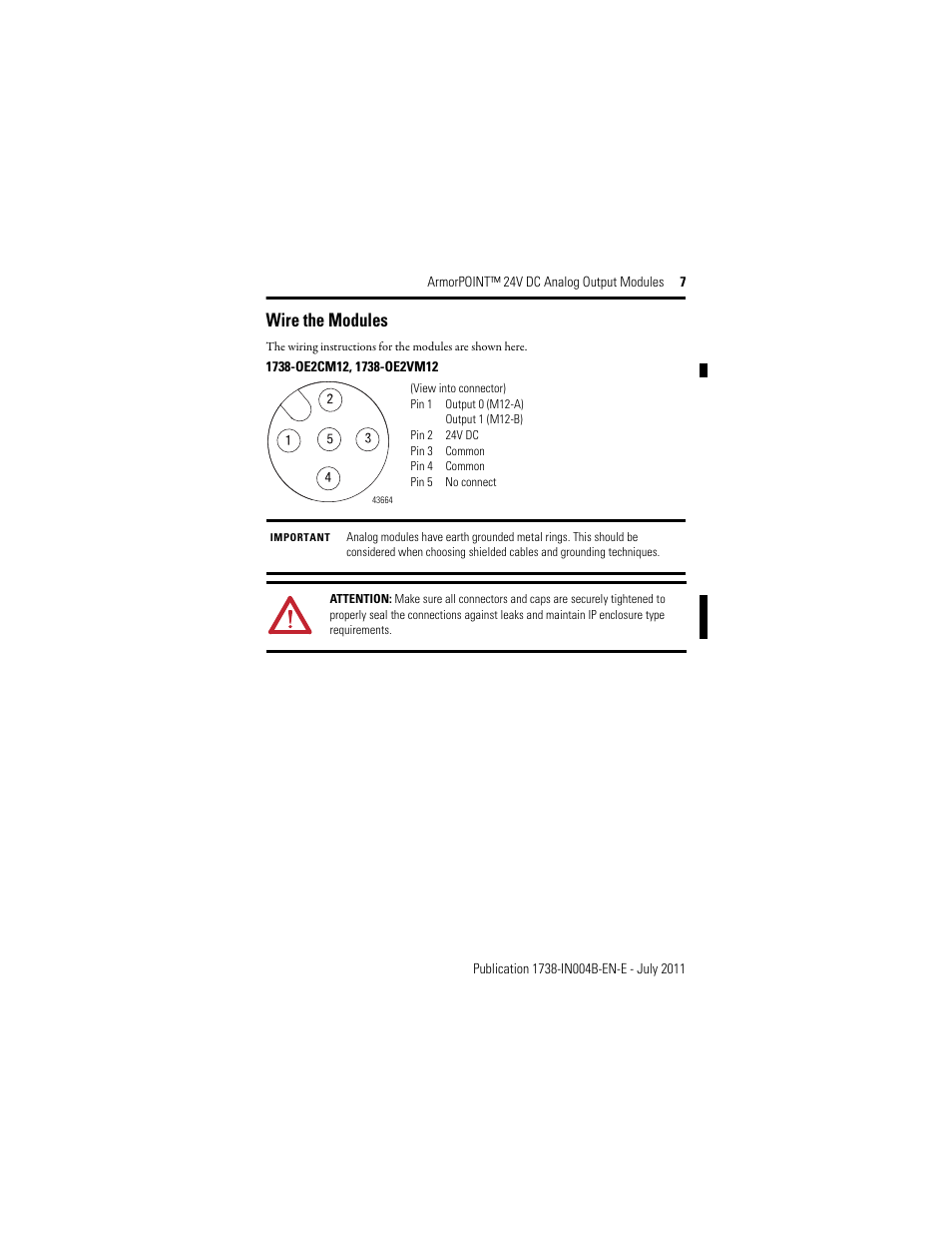 Wire the modules | Rockwell Automation 1738-OE2VM12 ArmorPoint 24V dc Analog Output Modules, Series A User Manual | Page 7 / 16