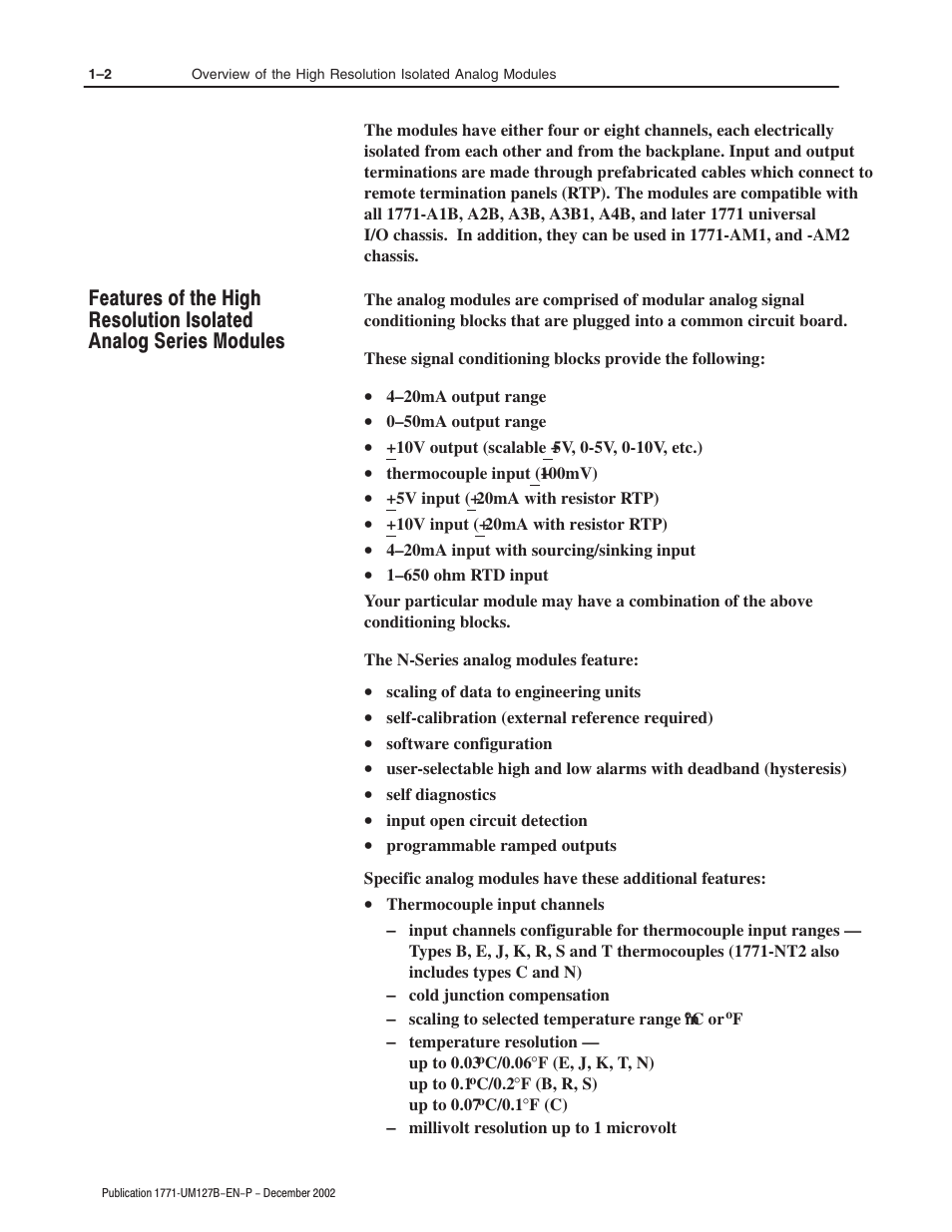 Rockwell Automation 1771-N SERIES High Resolution Analog Module User Manual User Manual | Page 16 / 188