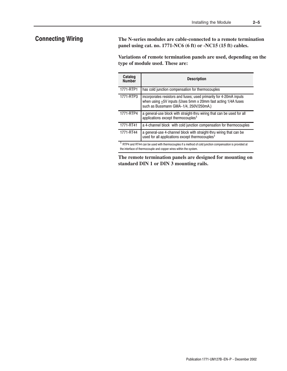 Connecting wiring | Rockwell Automation 1771-N SERIES High Resolution Analog Module User Manual User Manual | Page 23 / 188