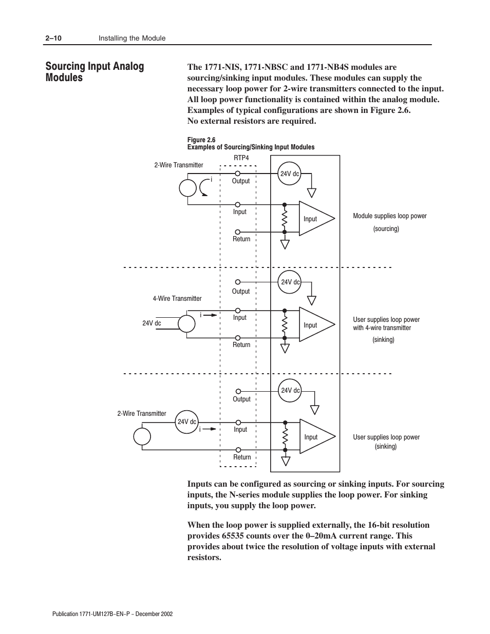 Sourcing input analog modules | Rockwell Automation 1771-N SERIES High Resolution Analog Module User Manual User Manual | Page 28 / 188