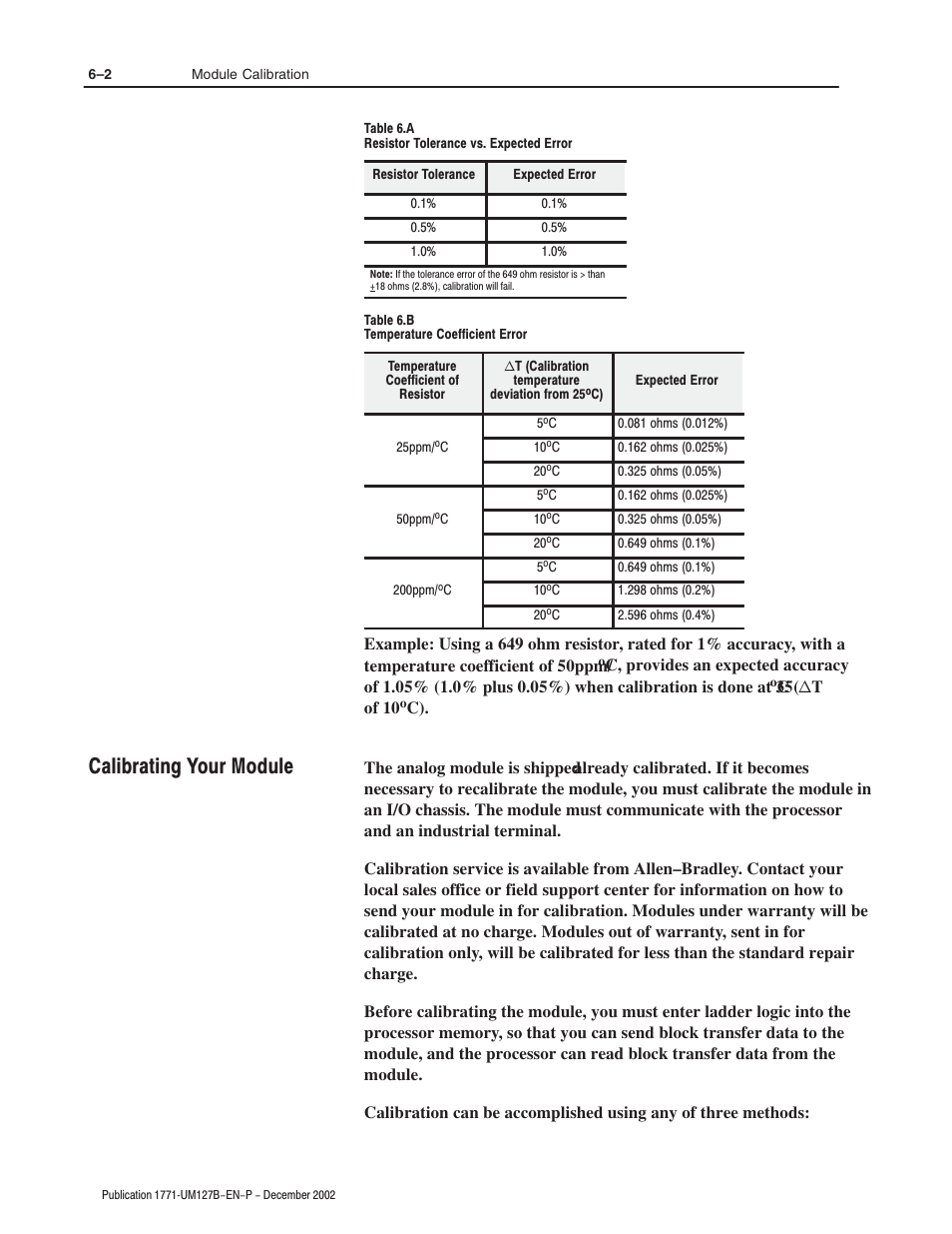 Calibrating your module | Rockwell Automation 1771-N SERIES High Resolution Analog Module User Manual User Manual | Page 70 / 188