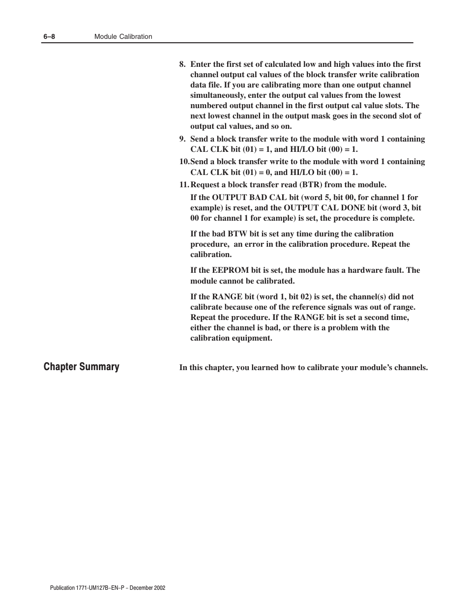 Chapter summary | Rockwell Automation 1771-N SERIES High Resolution Analog Module User Manual User Manual | Page 76 / 188