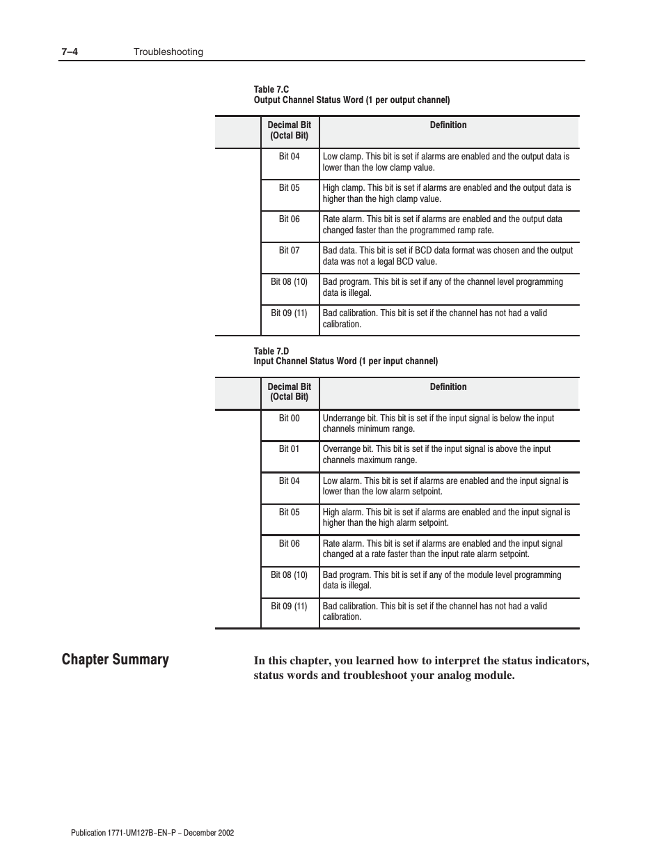 Chapter summary | Rockwell Automation 1771-N SERIES High Resolution Analog Module User Manual User Manual | Page 80 / 188