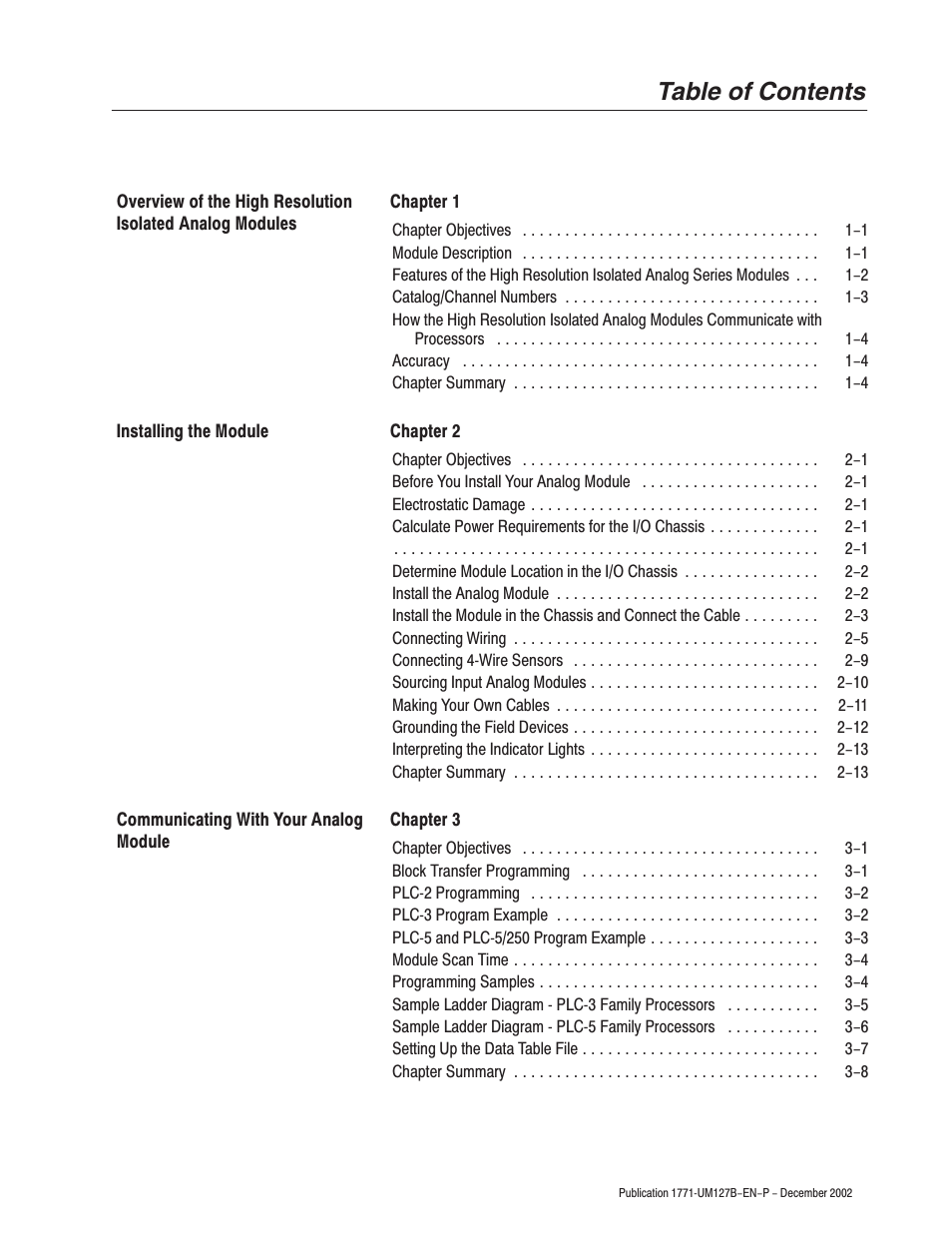 Rockwell Automation 1771-N SERIES High Resolution Analog Module User Manual User Manual | Page 9 / 188