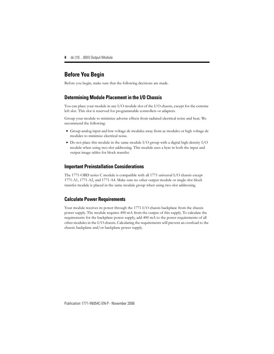 Before you begin | Rockwell Automation 1771-OBD Series C INSTL INSTR DC(10-60V) OUTPUT User Manual | Page 4 / 20