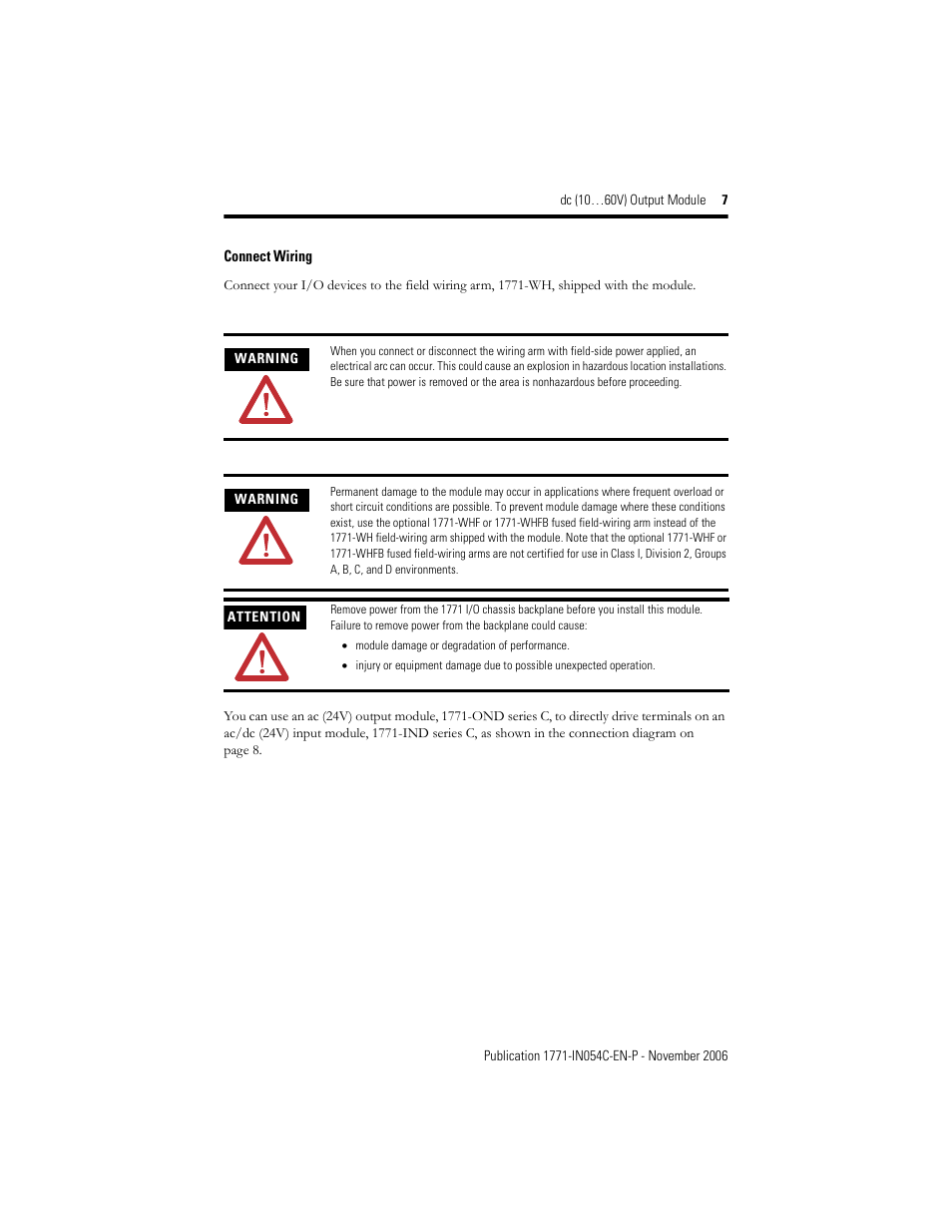 Rockwell Automation 1771-OBD Series C INSTL INSTR DC(10-60V) OUTPUT User Manual | Page 7 / 20