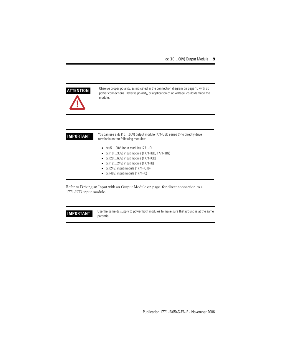 Rockwell Automation 1771-OBD Series C INSTL INSTR DC(10-60V) OUTPUT User Manual | Page 9 / 20