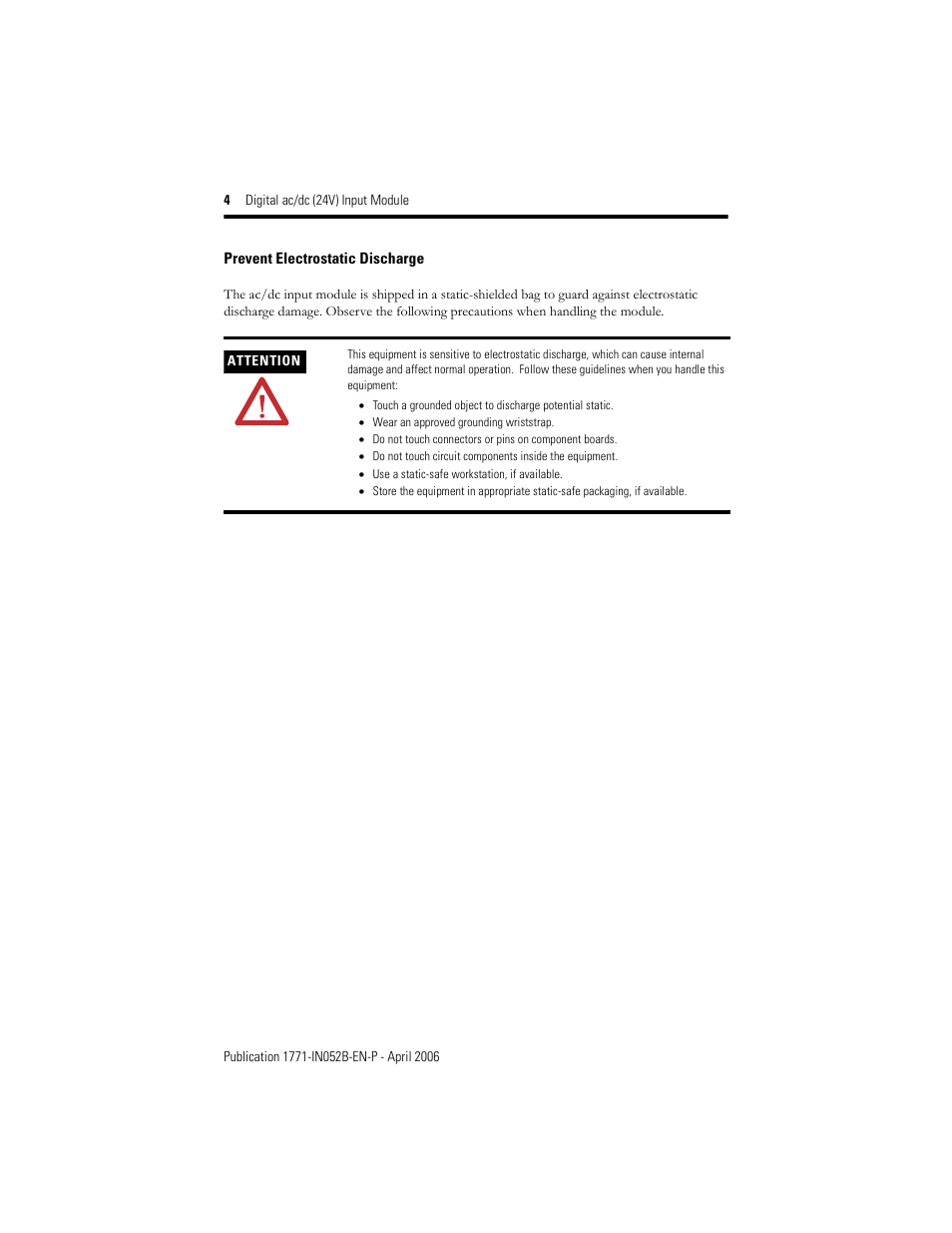 Rockwell Automation 1771-IND series C INSTL INSTR AC/DC INPUT MODULE User Manual | Page 4 / 12