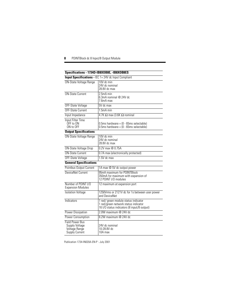 Rockwell Automation 1734D-IB8XOB8 POINT I/O Installation Instructions User Manual | Page 8 / 12