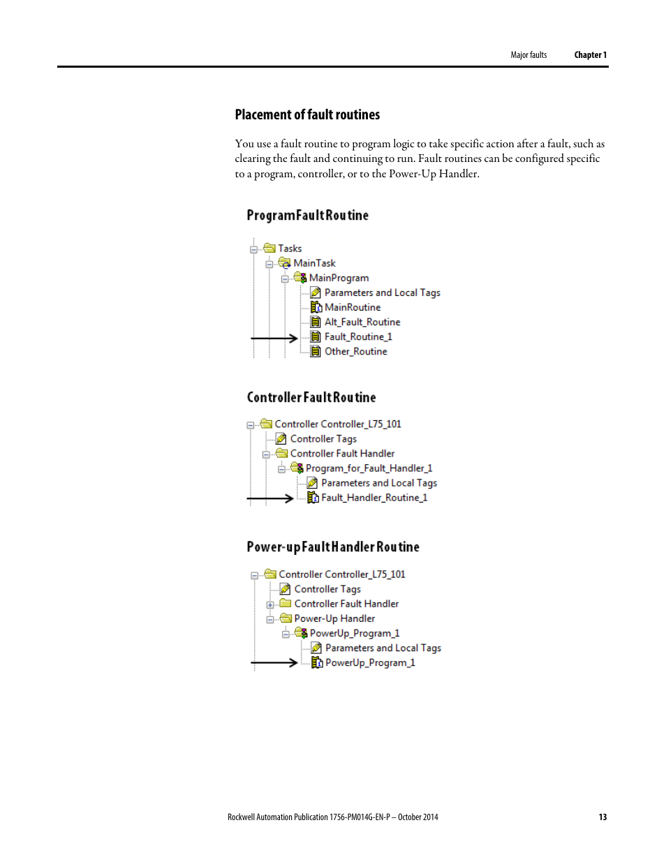 Placement of fault routines | Rockwell Automation Logix5000 Controllers Major, Minor, and I/O Faults Programming Manual User Manual | Page 13 / 53