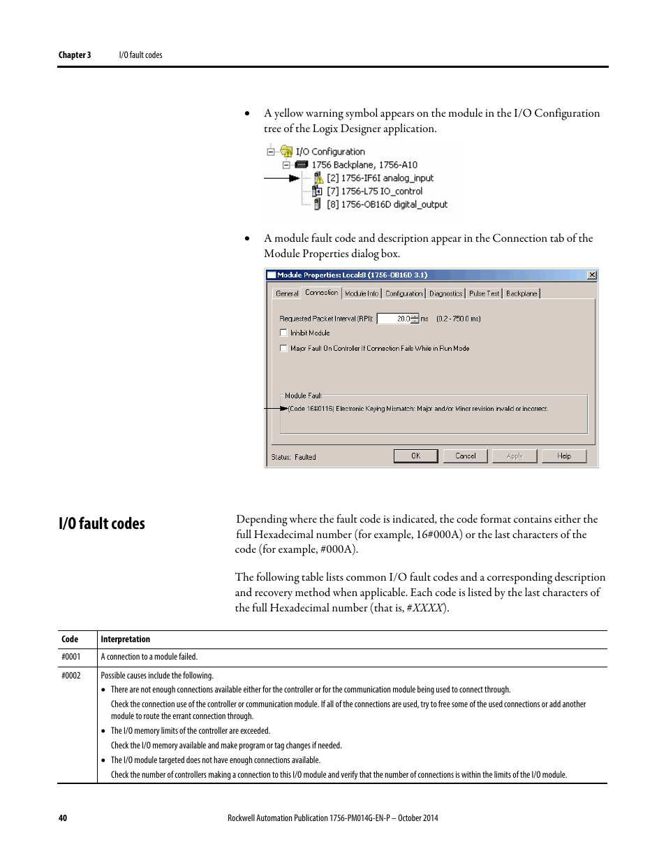 I/o fault codes | Rockwell Automation Logix5000 Controllers Major, Minor, and I/O Faults Programming Manual User Manual | Page 40 / 53