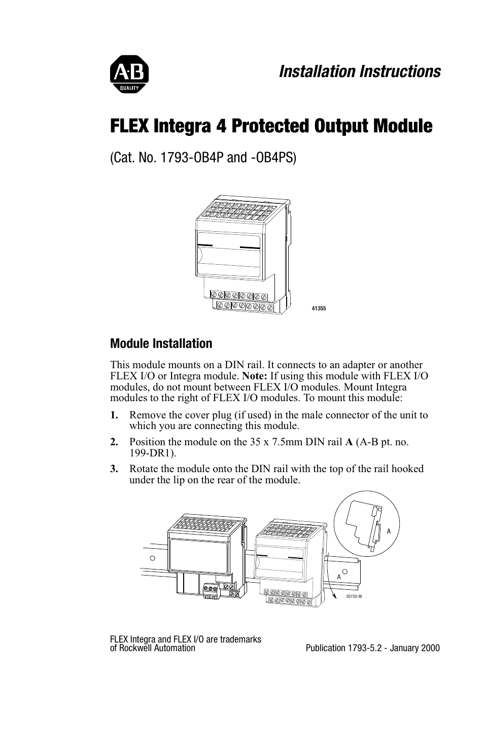 Rockwell Automation 1793-OB4E FLEX INTEGRA 4 PROTECTED OUTPUT User Manual | 8 pages