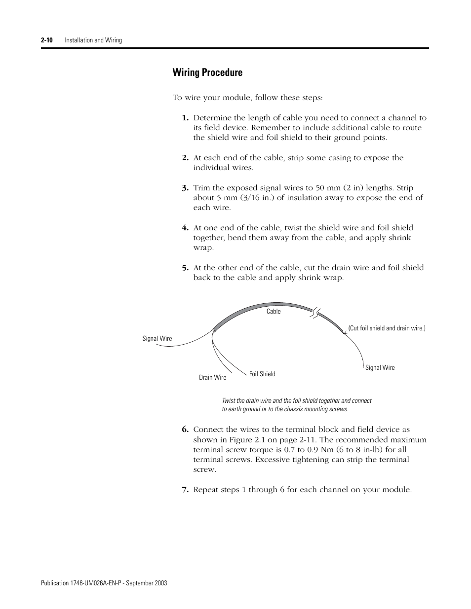 Wiring procedure -10, Wiring procedure | Rockwell Automation 1746-NO8V SLC 500 8-Point Analog Output Module/ User Manual User Manual | Page 18 / 74