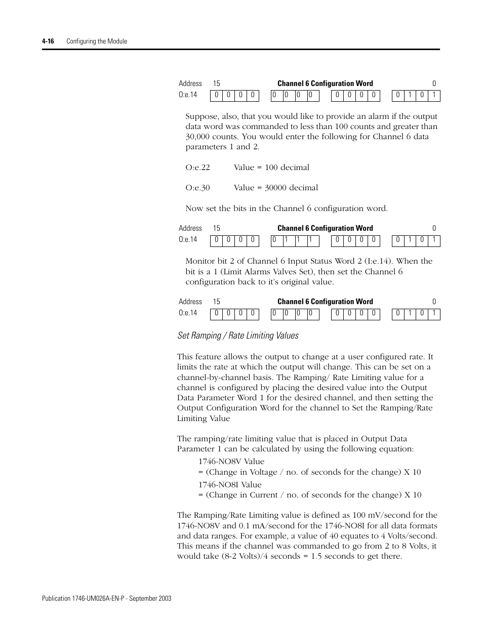 Rockwell Automation 1746-NO8V SLC 500 8-Point Analog Output Module/ User Manual User Manual | Page 40 / 74