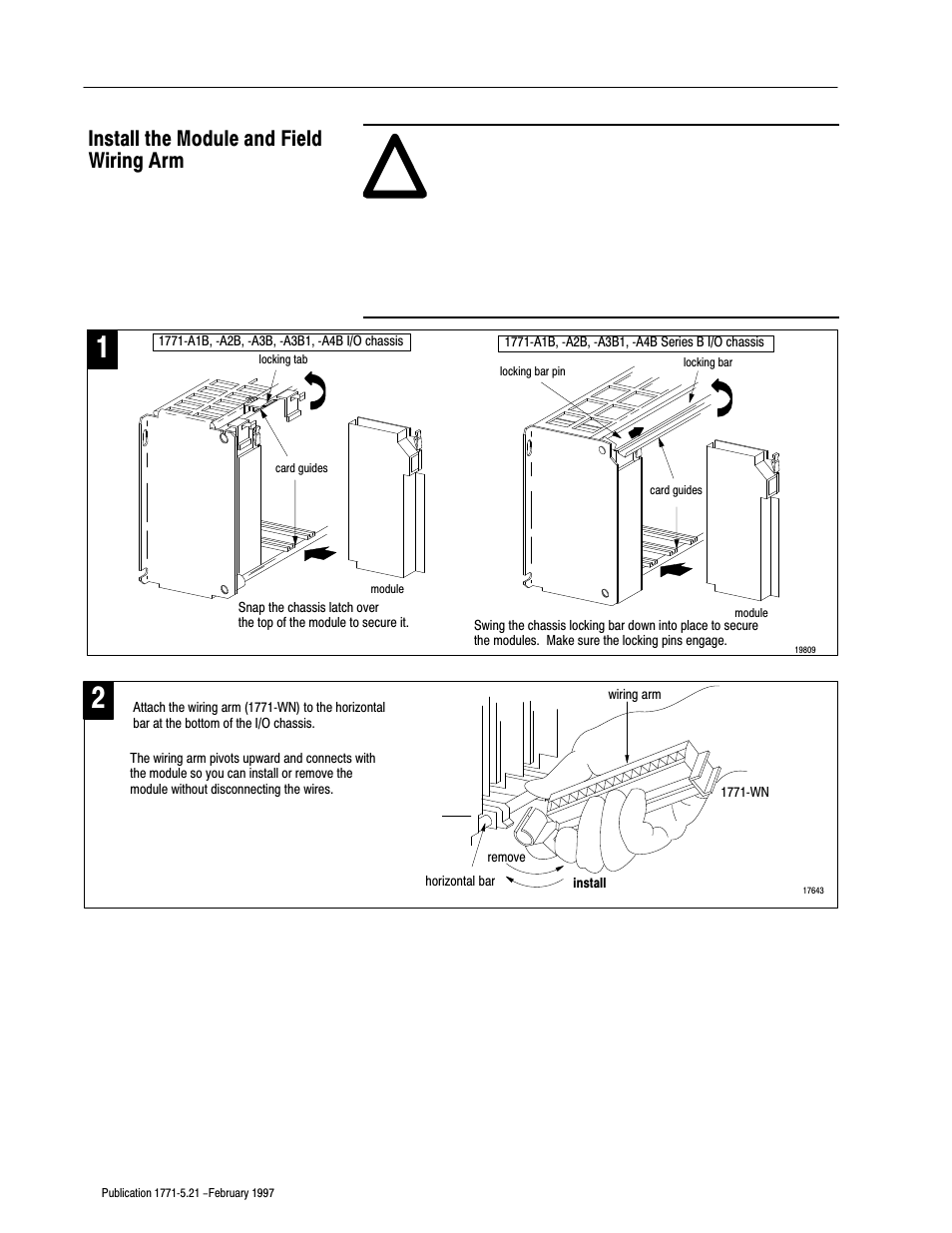 Install the module and field wiring arm | Rockwell Automation 1771-OD16 AC (120V) ISO Output Installation Instructions User Manual | Page 6 / 12