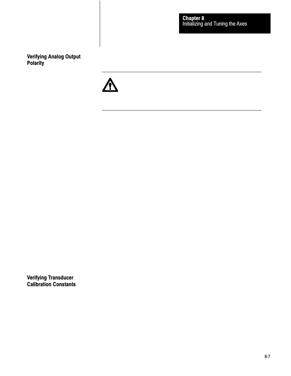 Verifying analog output polarity, Verifying transducer calibration constants | Rockwell Automation 1771-QB Linear Pos. User Manual | Page 125 / 226