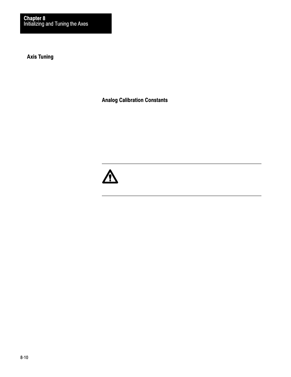 Axis tuning, 8ć10 | Rockwell Automation 1771-QB Linear Pos. User Manual | Page 128 / 226