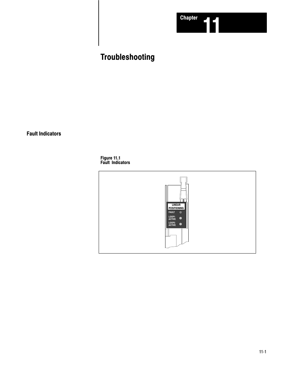 11 - troubleshooting, Fault indicators, 11ć1 | Troubleshooting | Rockwell Automation 1771-QB Linear Pos. User Manual | Page 163 / 226