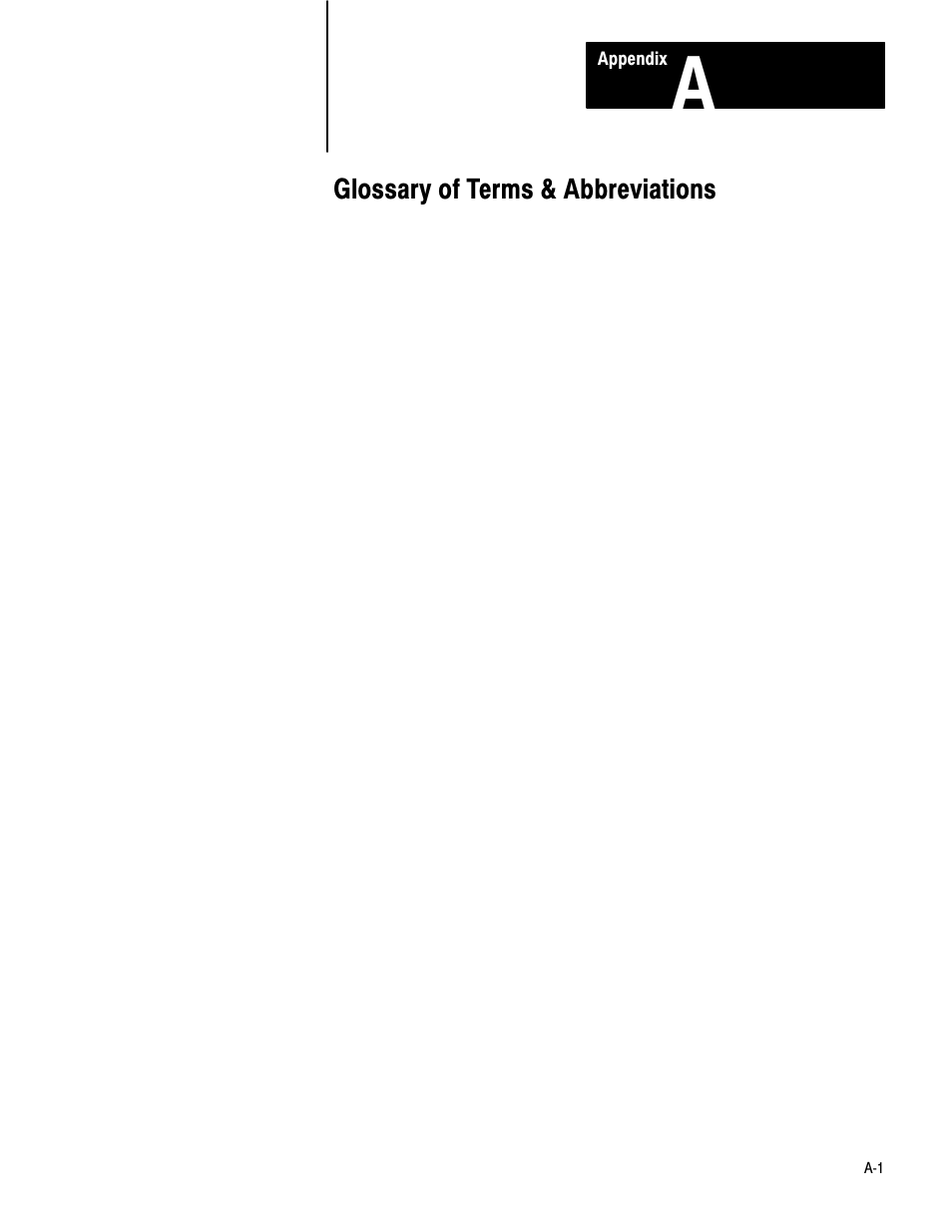 A - glossary of terms & abbreviations, Glossary of terms & abbreviations | Rockwell Automation 1771-QB Linear Pos. User Manual | Page 170 / 226