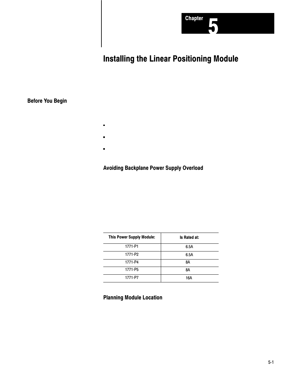 5 - installing the linear positioning module, Before you begin, Installing the linear positioning module | Rockwell Automation 1771-QB Linear Pos. User Manual | Page 40 / 226