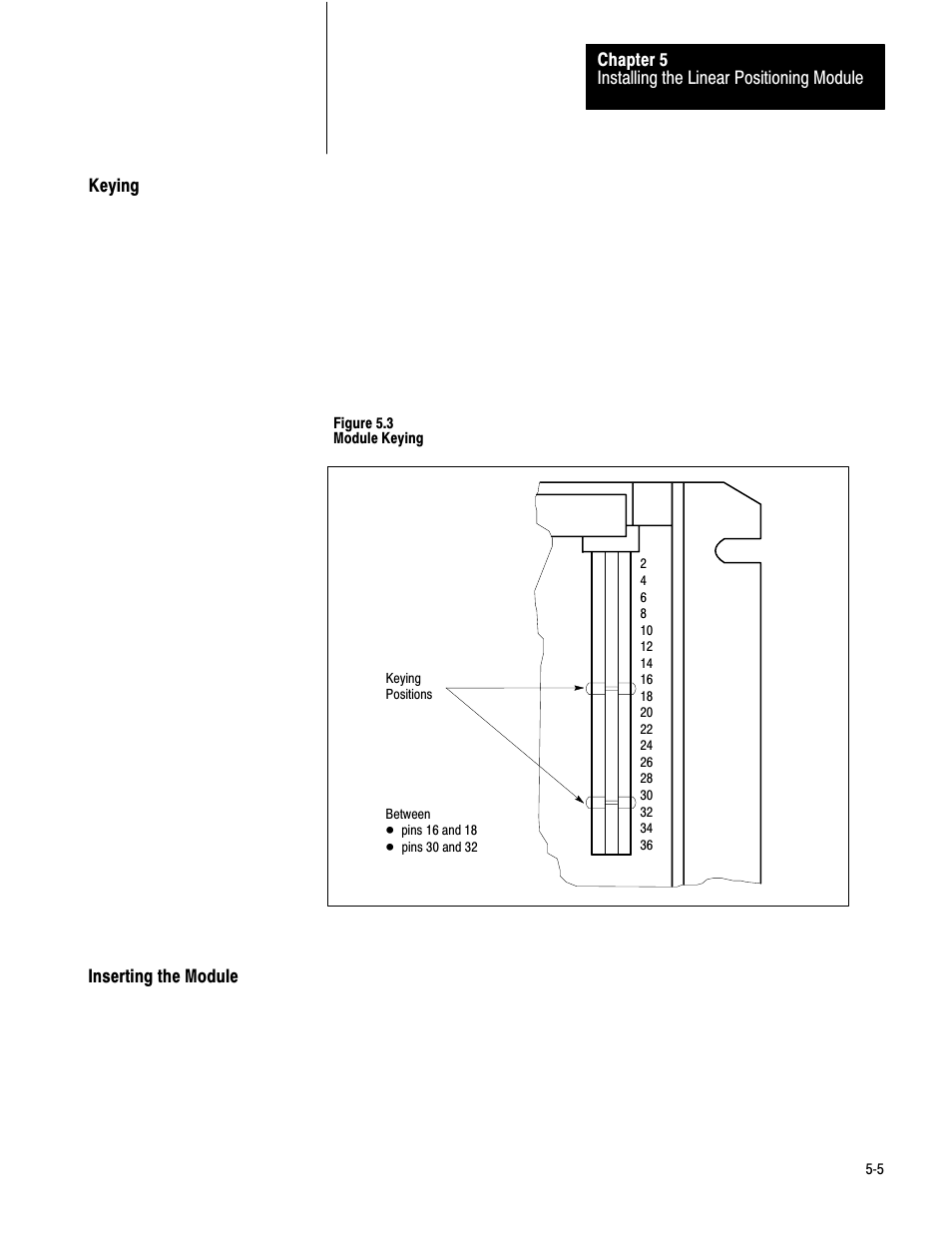 Keying, Inserting the module | Rockwell Automation 1771-QB Linear Pos. User Manual | Page 44 / 226