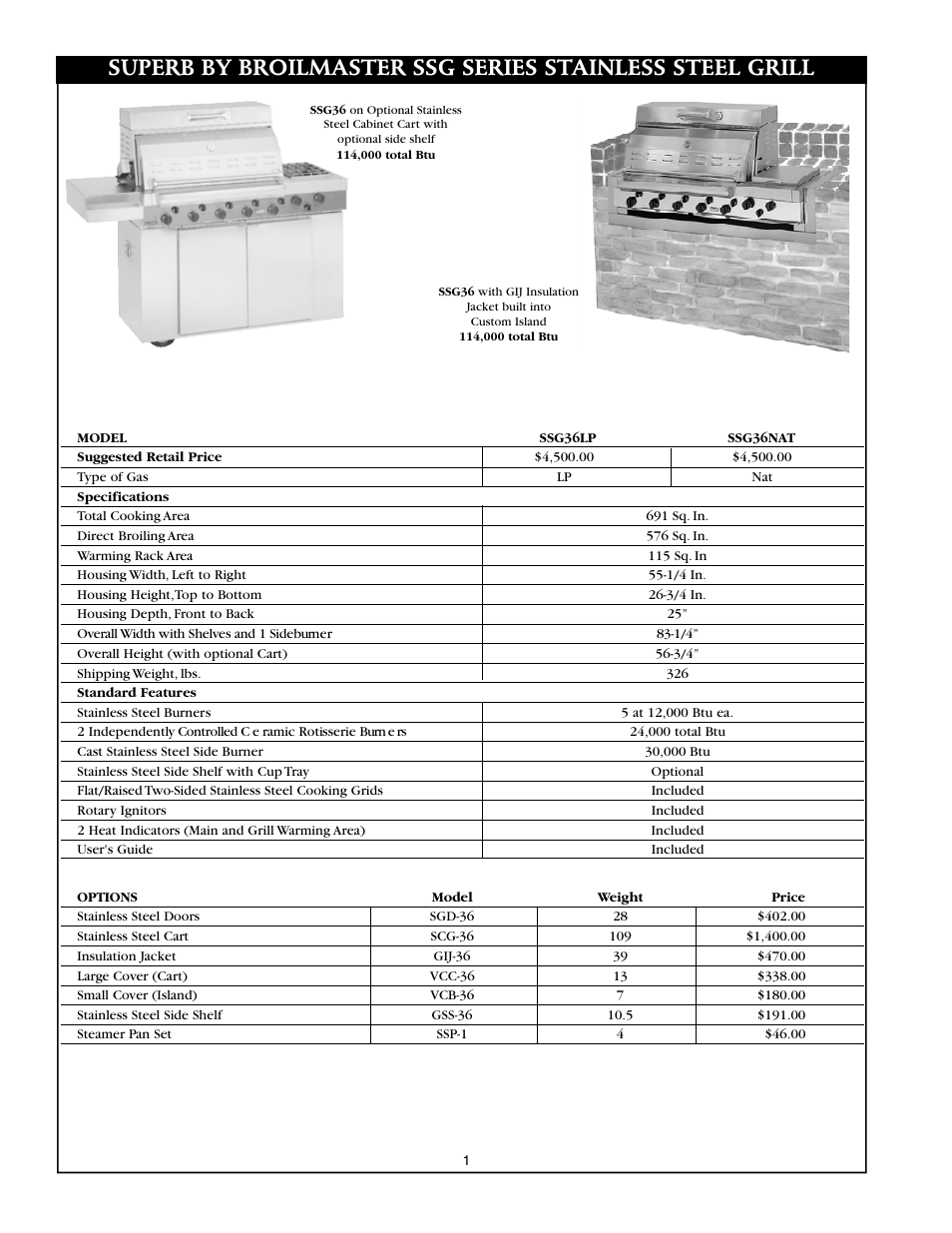 Broilmaster SSG36LP User Manual | Page 3 / 12