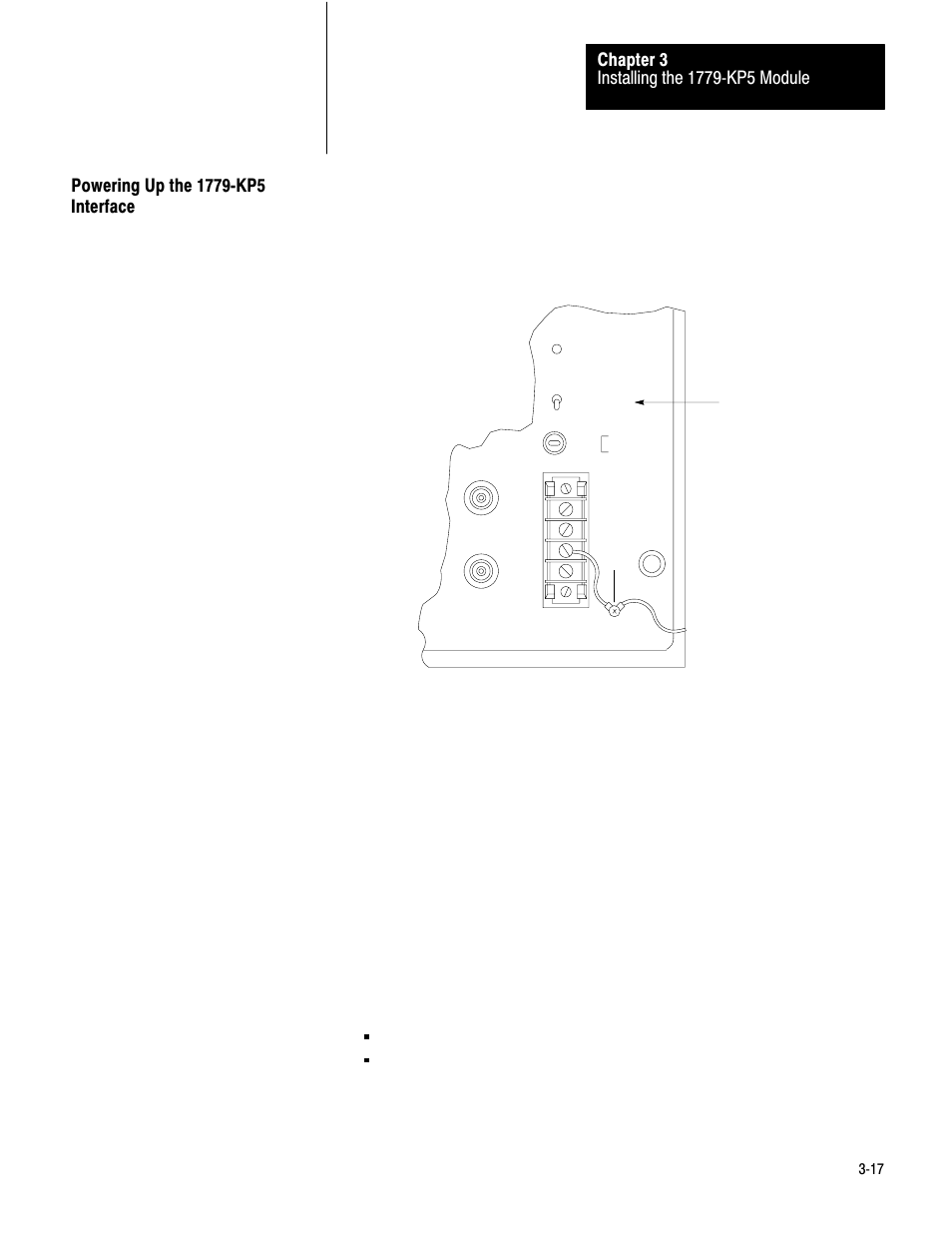 Powering up the 1779 kp5 interface, 3ć17 | Rockwell Automation 1779-KP5_KP5R ORD.1779-5.3 User Manual | Page 30 / 73