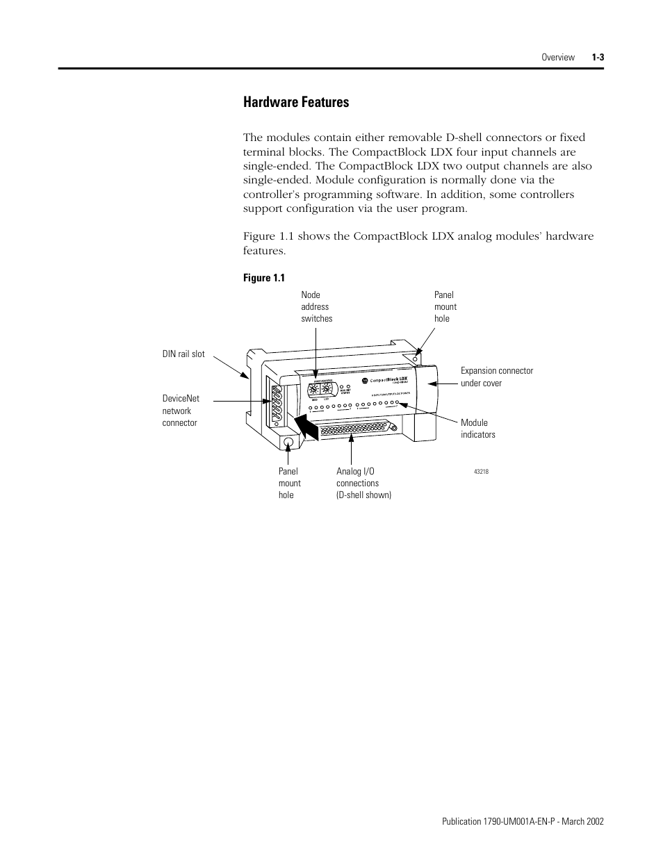 Hardware features -3, Hardware features | Rockwell Automation 1790D-NOV2/TNOV2 CompactBlock LDX Analog Modules User Manual | Page 13 / 104