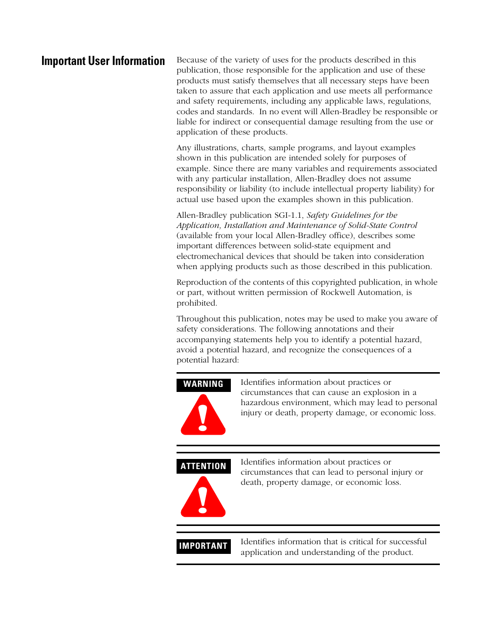 Important user information | Rockwell Automation 1790D-NOV2/TNOV2 CompactBlock LDX Analog Modules User Manual | Page 2 / 104