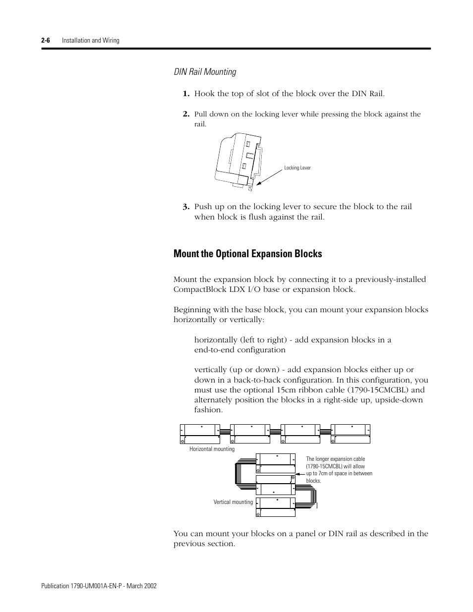 Mount the optional expansion blocks -6, Mount the optional expansion blocks, Din rail mounting | Pull | Rockwell Automation 1790D-NOV2/TNOV2 CompactBlock LDX Analog Modules User Manual | Page 22 / 104