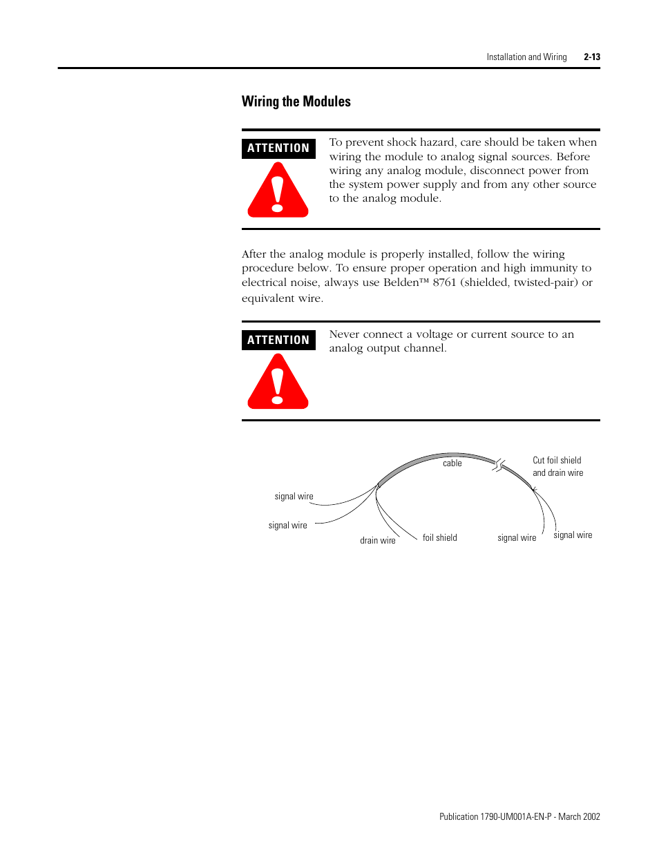 Wiring the modules -13 | Rockwell Automation 1790D-NOV2/TNOV2 CompactBlock LDX Analog Modules User Manual | Page 29 / 104