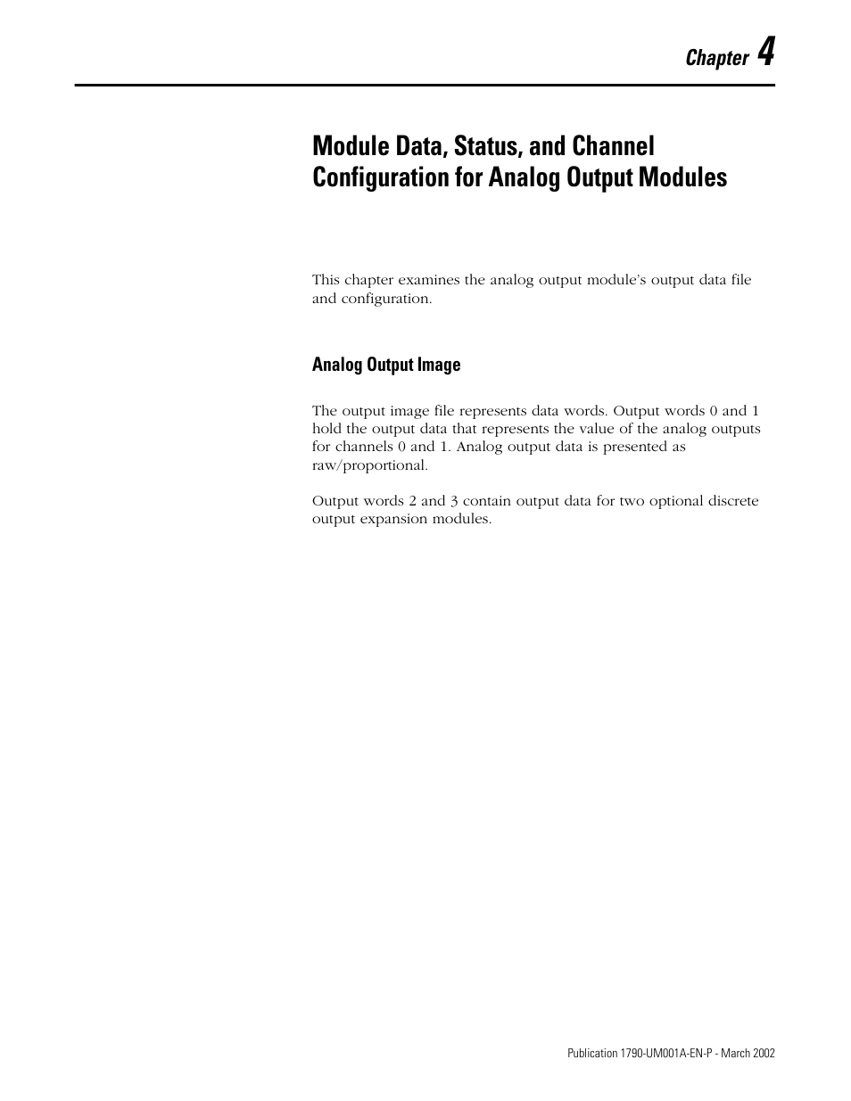 Chapter 4, Analog output image -1 | Rockwell Automation 1790D-NOV2/TNOV2 CompactBlock LDX Analog Modules User Manual | Page 45 / 104